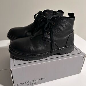 Kids Black Leather Boots